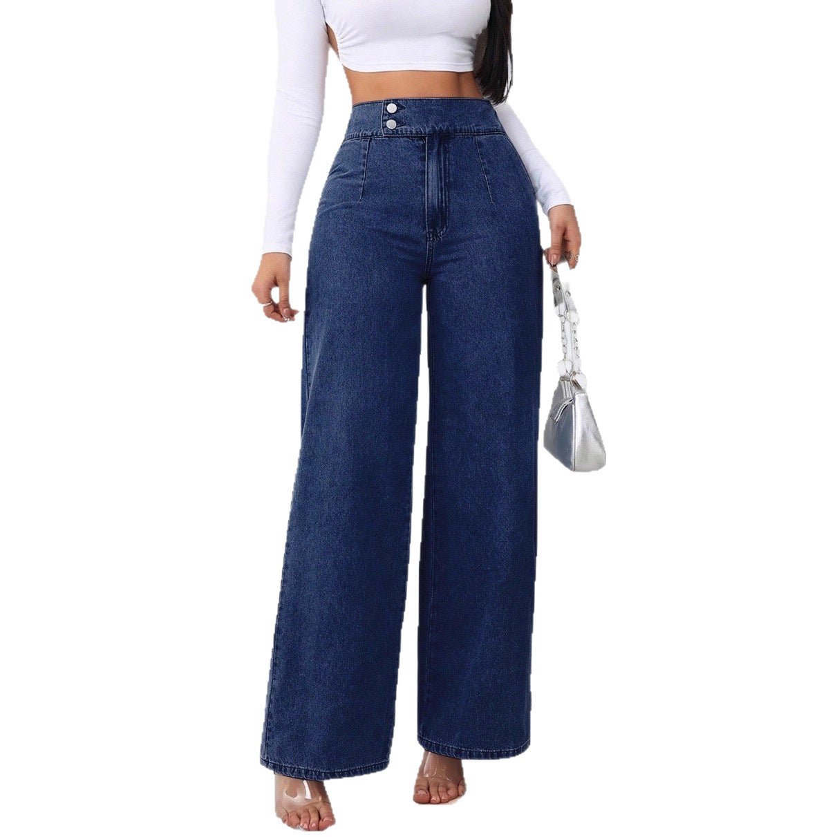 Women's Retro Deep Blue High - Waist Wide - Leg Jeans - LADYLINE X