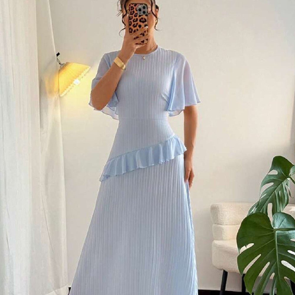 Women's Ruffle - Trimmed Round - Neck Casual Dress - LADYLINE X