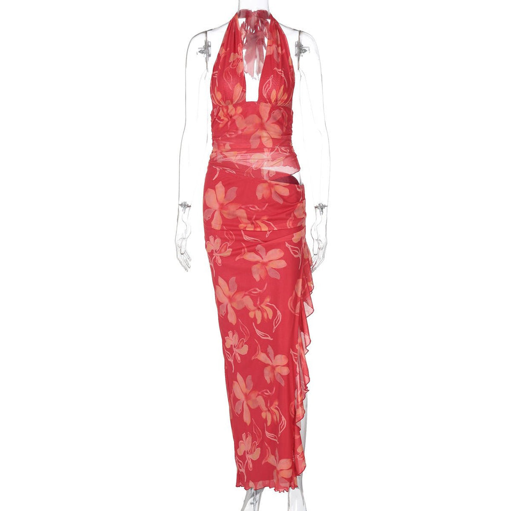 Women's Sexy Wrapped Chest Patchwork Dress - LADYLINE X