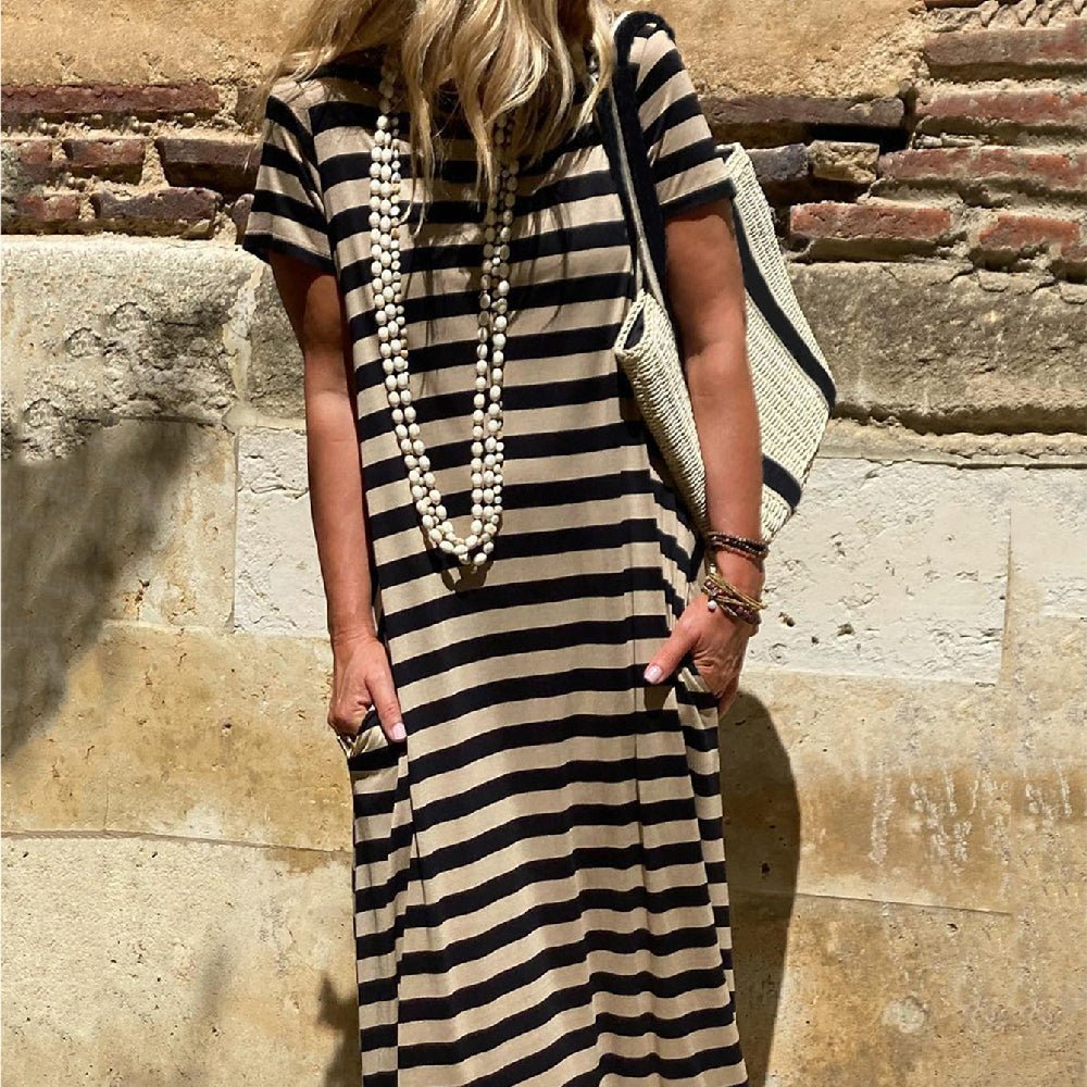 Women's Short - Sleeve Pocket Casual Long Dress - LADYLINE X
