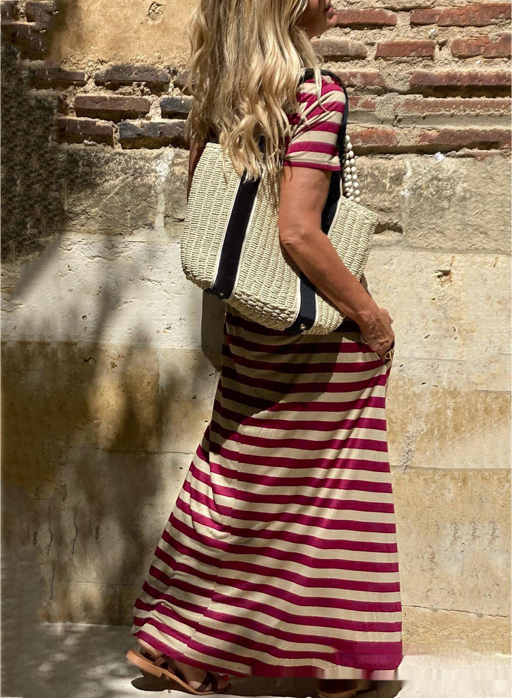 Women's Short - Sleeve Pocket Casual Long Dress - LADYLINE X