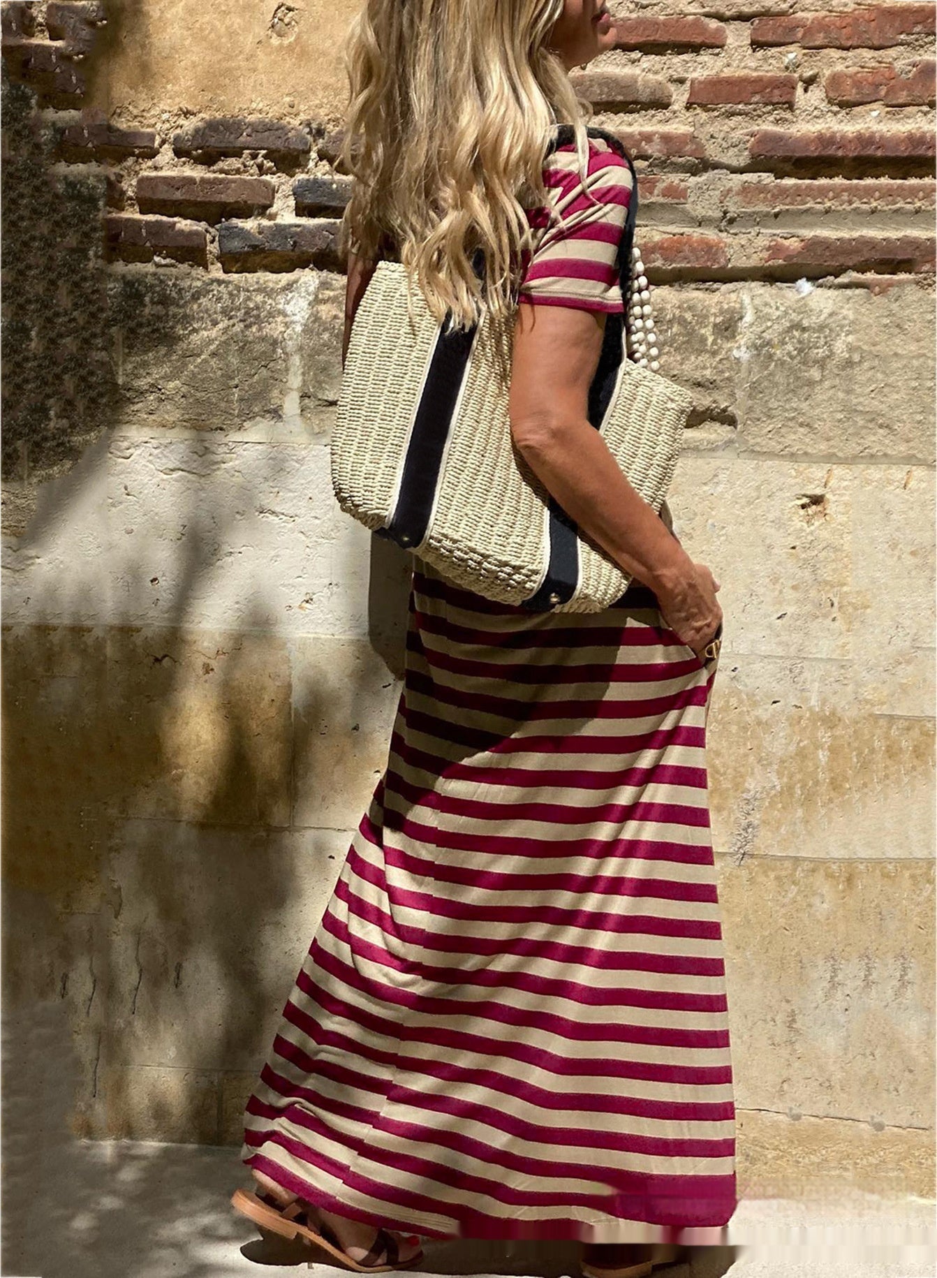Women's Short - Sleeve Pocket Casual Long Dress - LADYLINE X