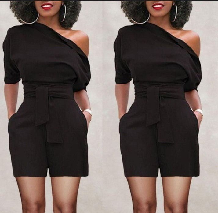 Women's Shoulder Button One - piece Shorts Suit - LADYLINE X