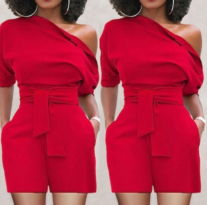 Women's Shoulder Button One - piece Shorts Suit - LADYLINE X