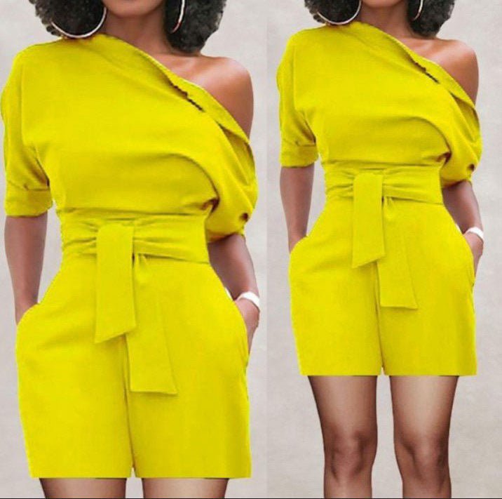 Women's Shoulder Button One - piece Shorts Suit - LADYLINE X