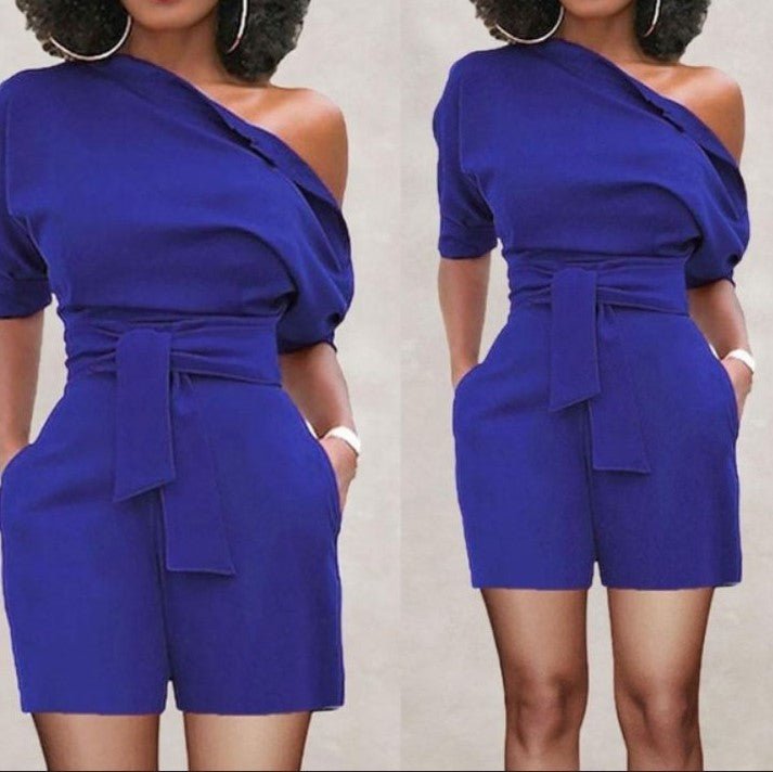 Women's Shoulder Button One - piece Shorts Suit - LADYLINE X
