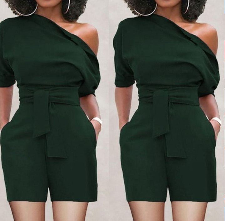 Women's Shoulder Button One - piece Shorts Suit - LADYLINE X