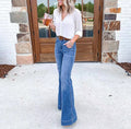 Women's Simple Flared Wide - leg Denim Trousers - LADYLINE X