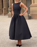 Women's Sleeveless Solid Color Hollow - out Cinched Dress - LADYLINE X
