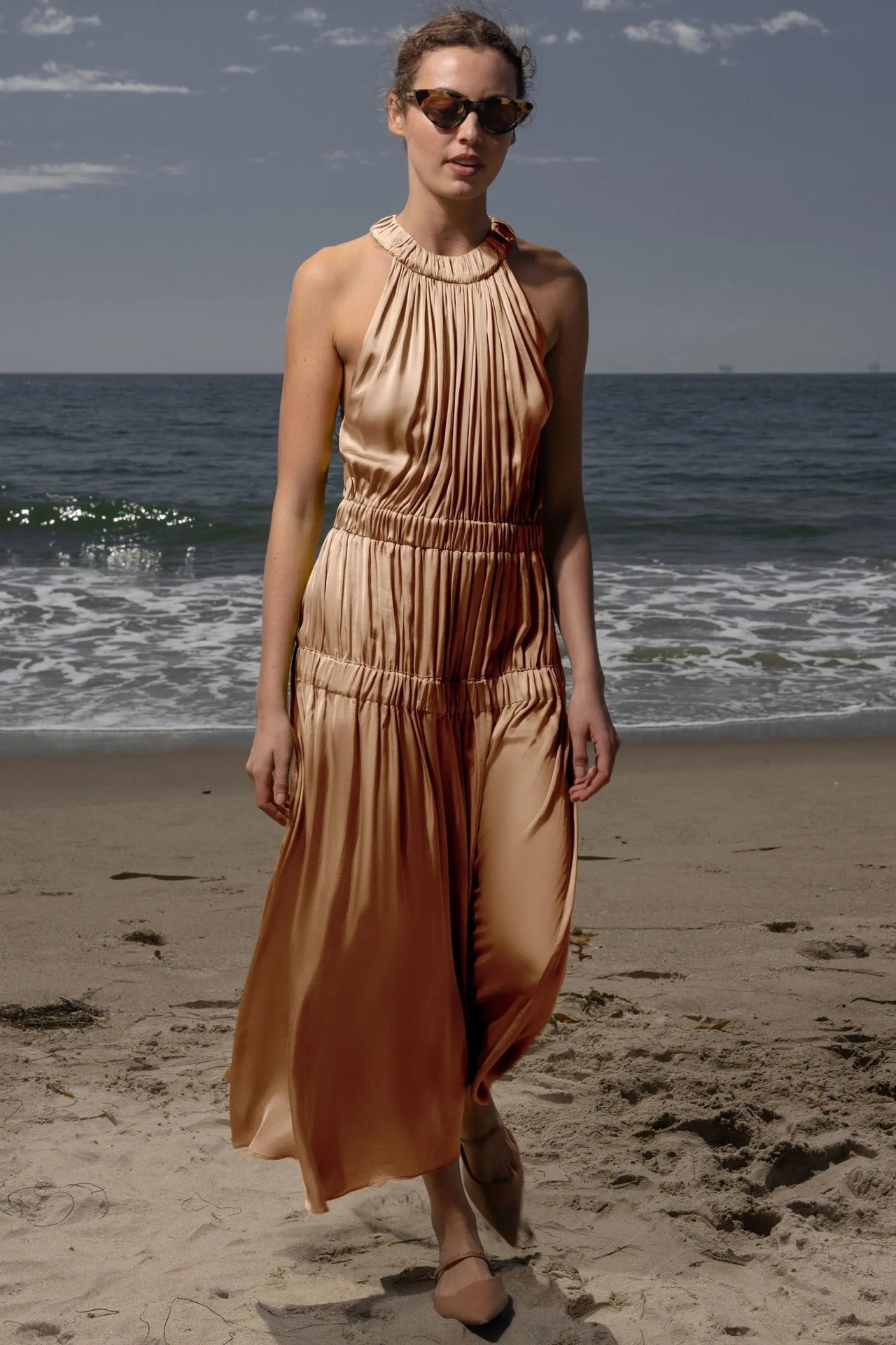 Womens Soft And Sweet Sleeveless Halterneck Casual Dress - LADYLINE X