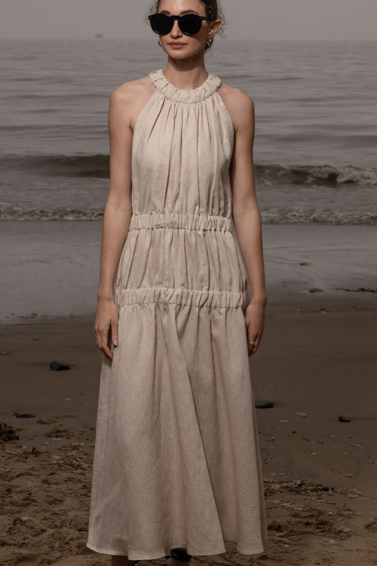 Womens Soft And Sweet Sleeveless Halterneck Casual Dress - LADYLINE X
