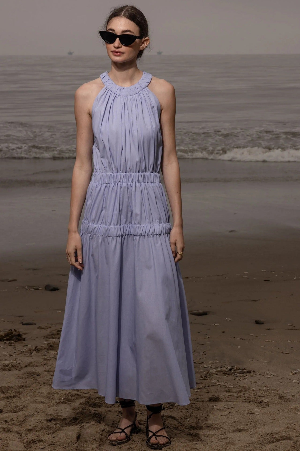 Womens Soft And Sweet Sleeveless Halterneck Casual Dress - LADYLINE X