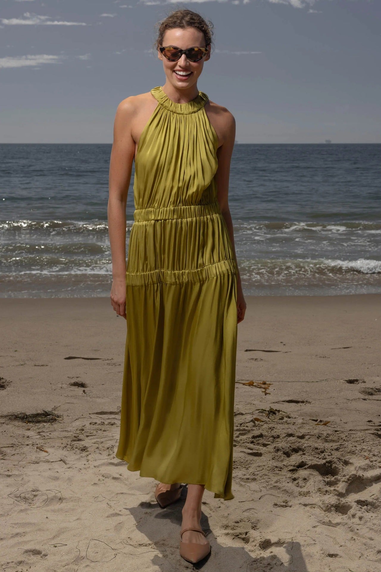 Womens Soft And Sweet Sleeveless Halterneck Casual Dress - LADYLINE X