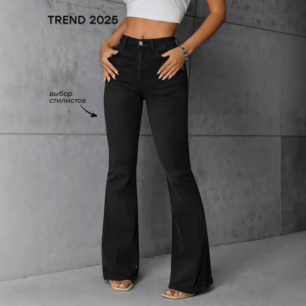 Women's Solid Color Flared Wide - Leg Jeans - LADYLINE X