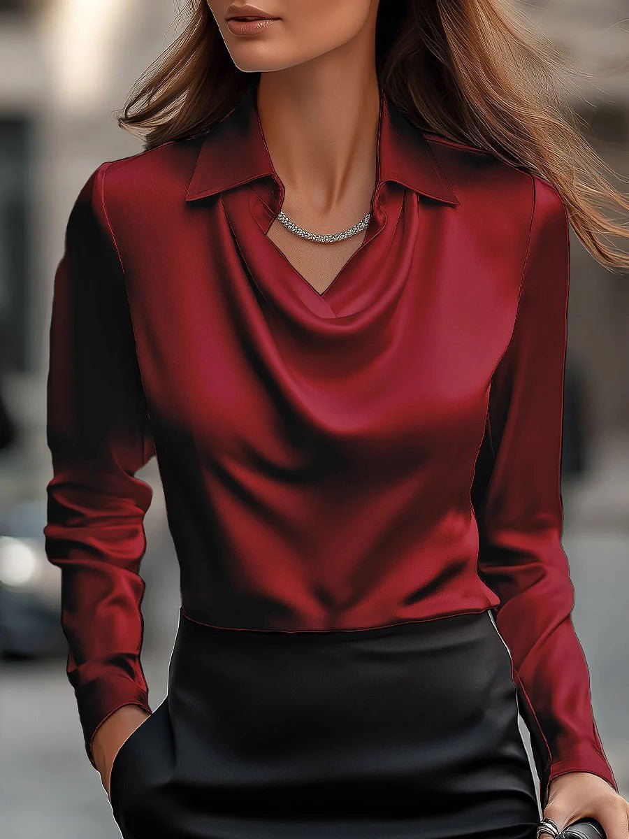 Womens Solid - Color Loose, Simple Boat - Neck Shirt - LADYLINE X