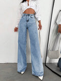 Womens Straight - Leg Denim Jeans Loose Slimming Casual Wide - Leg Style - LADYLINE X
