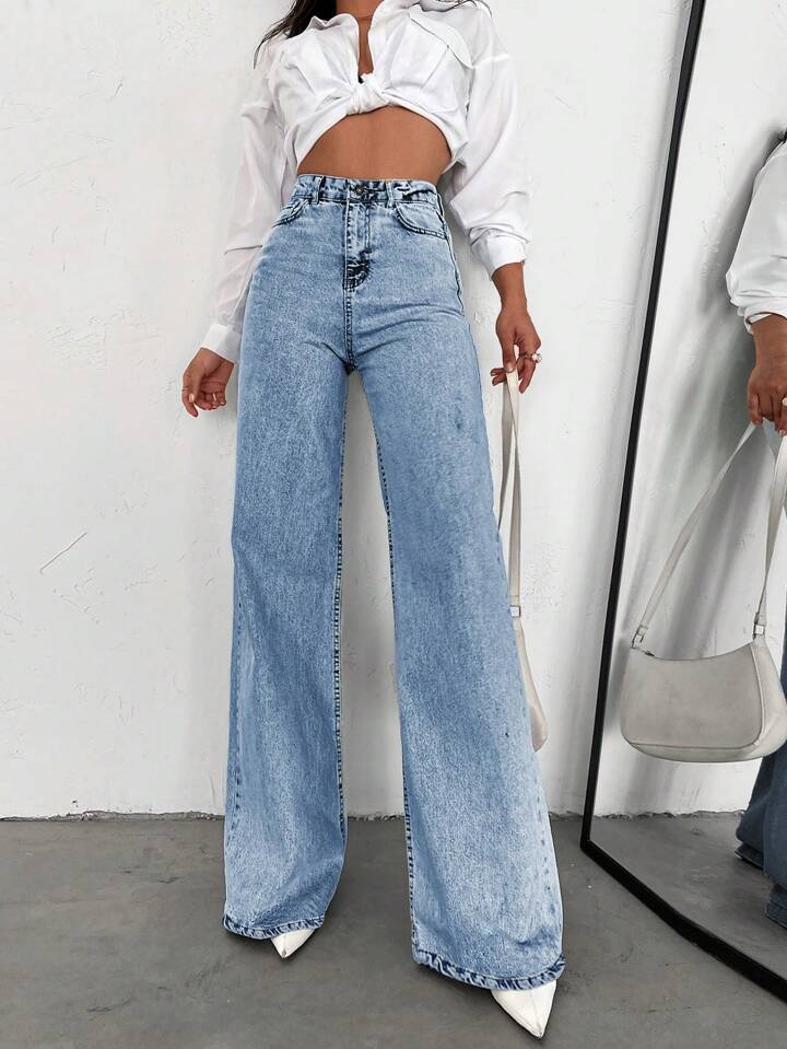 Womens Straight - Leg Denim Jeans Loose Slimming Casual Wide - Leg Style - LADYLINE X