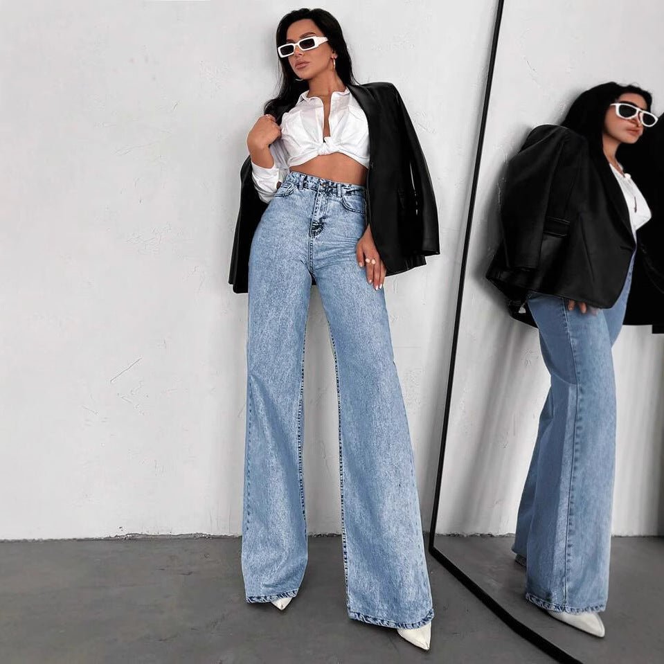 Womens Straight - Leg Denim Jeans Loose Slimming Casual Wide - Leg Style - LADYLINE X
