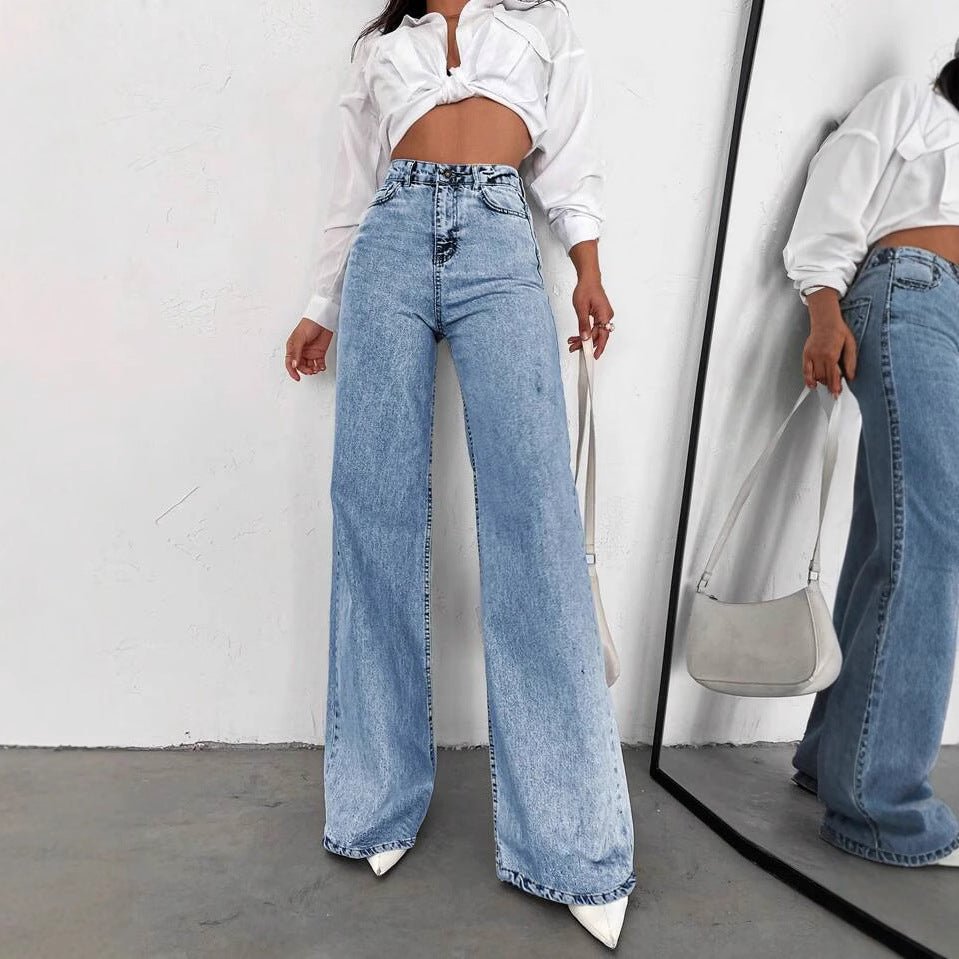Womens Straight - Leg Denim Jeans Loose Slimming Casual Wide - Leg Style - LADYLINE X