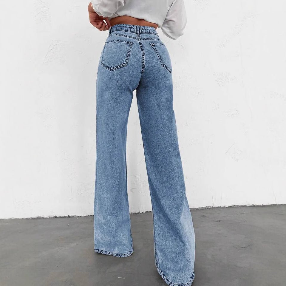 Womens Straight - Leg Denim Jeans Loose Slimming Casual Wide - Leg Style - LADYLINE X