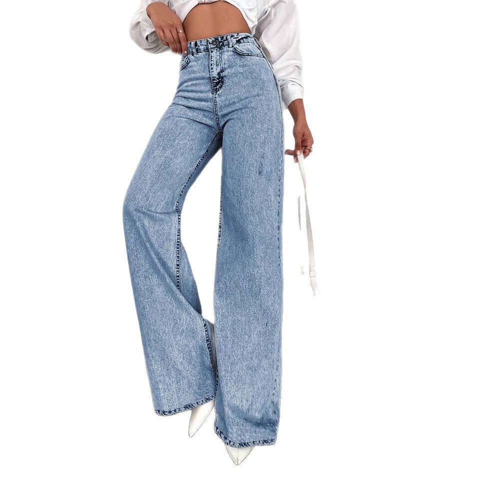 Womens Straight - Leg Denim Jeans Loose Slimming Casual Wide - Leg Style - LADYLINE X