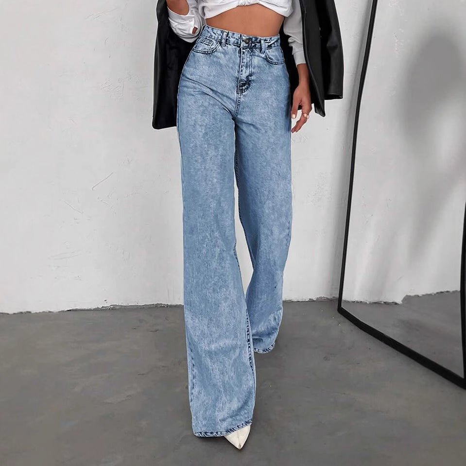 Womens Straight - Leg Denim Jeans Loose Slimming Casual Wide - Leg Style - LADYLINE X