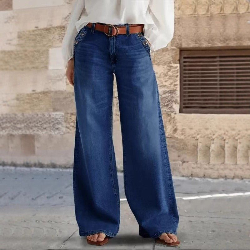 Womens Stylish Relaxed - fit Wide - leg Casual Jeans - LADYLINE X