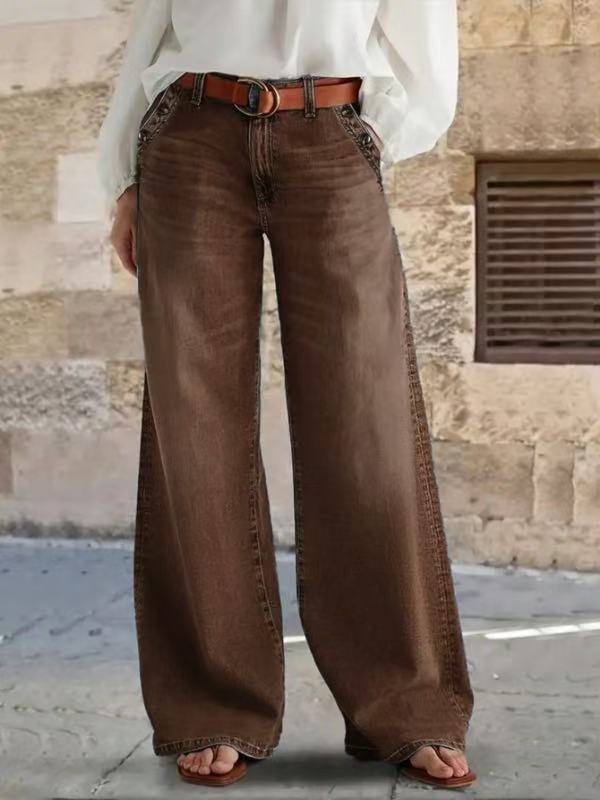 Womens Stylish Relaxed - fit Wide - leg Casual Jeans - LADYLINE X