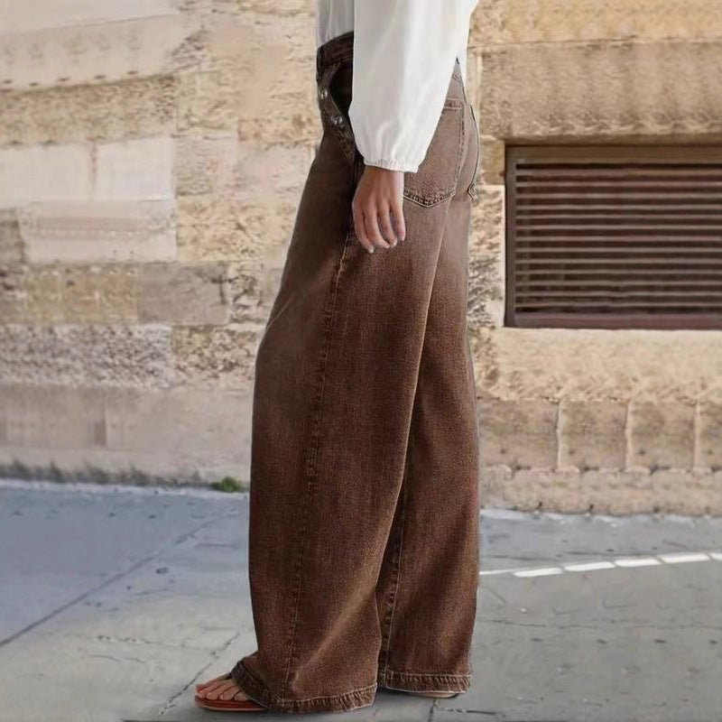 Womens Stylish Relaxed - fit Wide - leg Casual Jeans - LADYLINE X