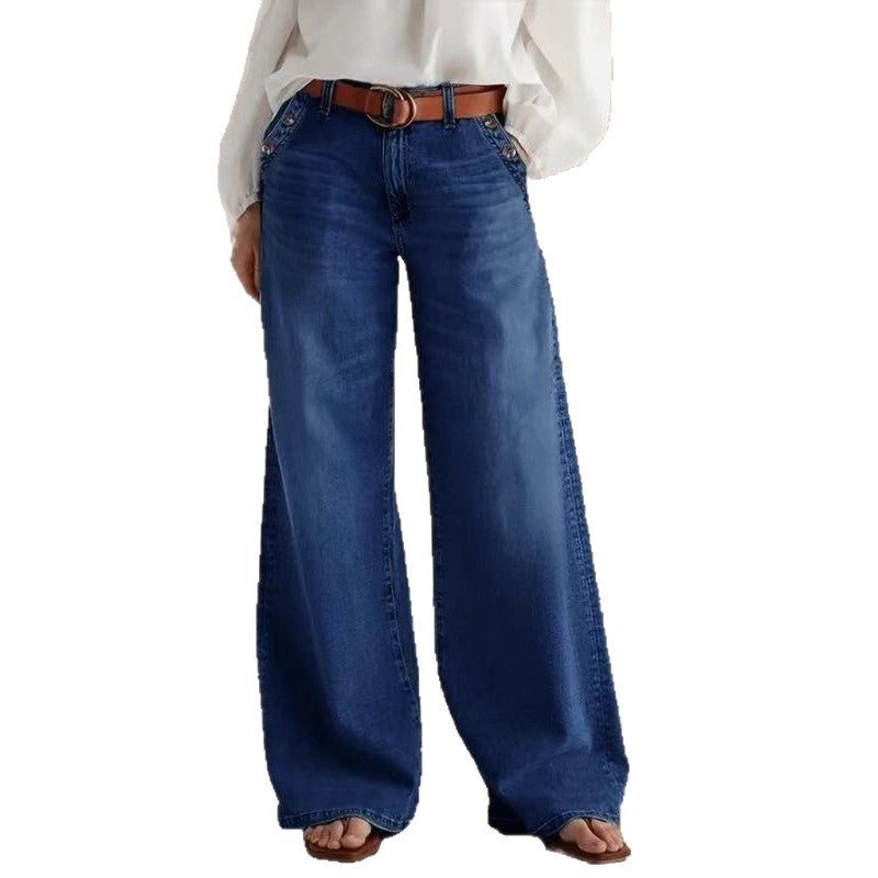 Womens Stylish Relaxed - fit Wide - leg Casual Jeans - LADYLINE X