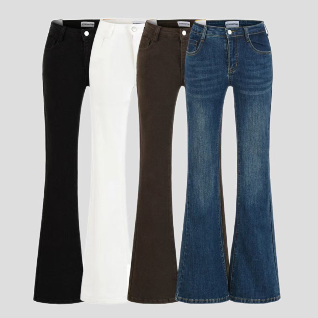 Womens Stylish Slim - fit Distressed Flared Jeans - LADYLINE X