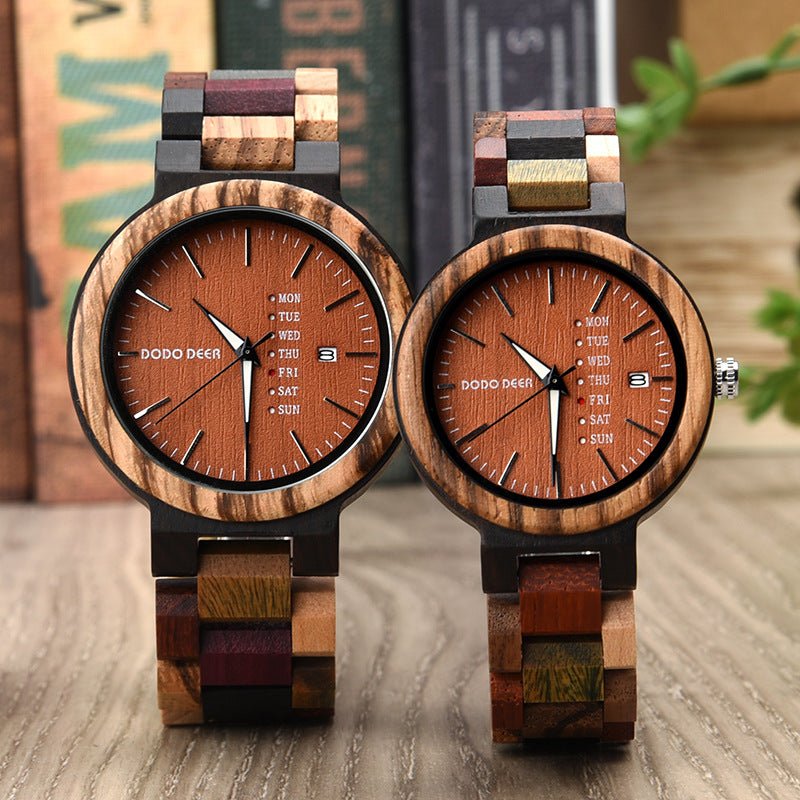 Wood Couple's Calendar Watch - LADYLINE X